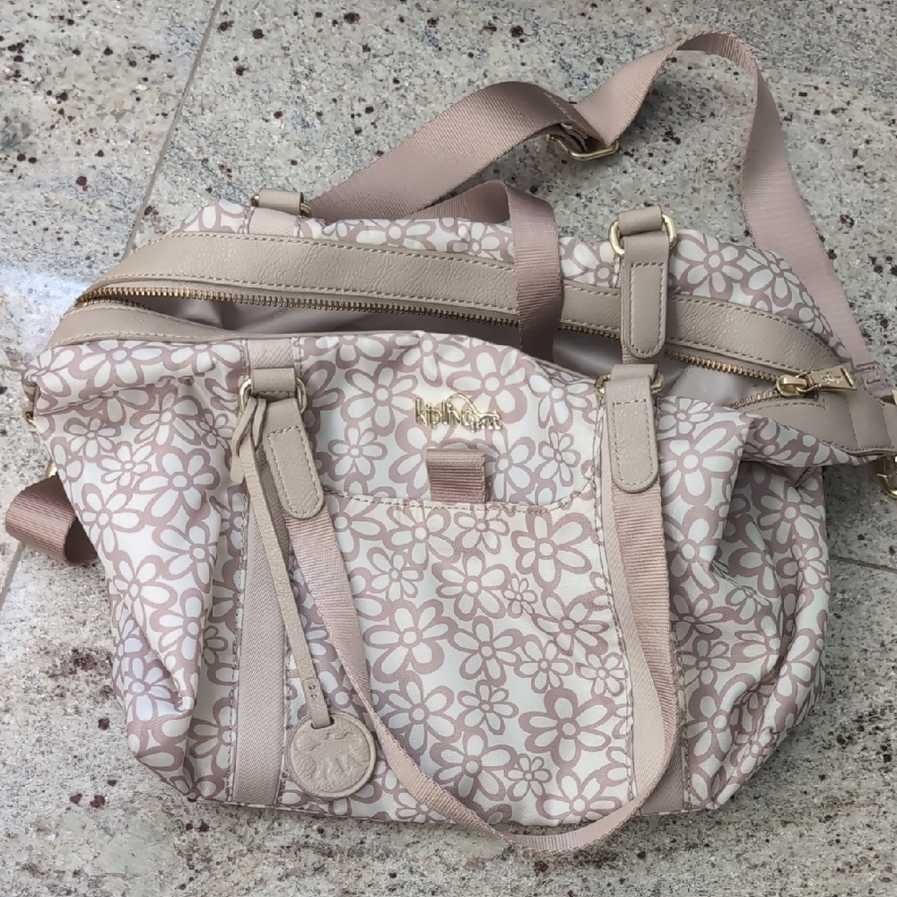 Kipling Beige Floral Nylon purse